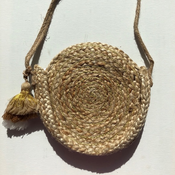 Gold Jute Cross Body Bag - Picture 2 of 3